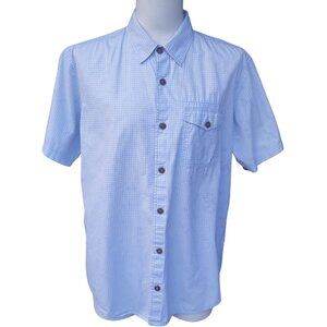 Emanuel Ungaro SZ L Light Blue & White Gingham Men's Button Up SS Shirt
